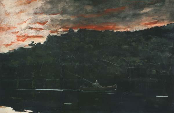 Winslow Homer Sunrise,Fishing in the Adirondacks (mk44) oil painting image